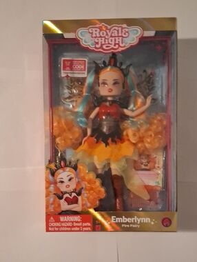 New Royale High Series 2 Emberlynn The  Fire Fairy Doll - Orange & Blue